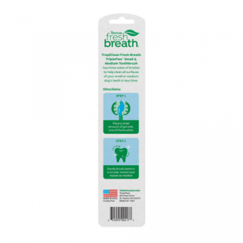 FBTBBL-SM TropiClean Fresh Breath Triple Flex Toothbrush for Small and Medium Dogs 2